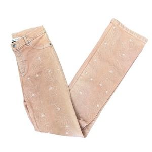 Brazilian Laco Que Faco embroidered floral pink jeans faux pearl.